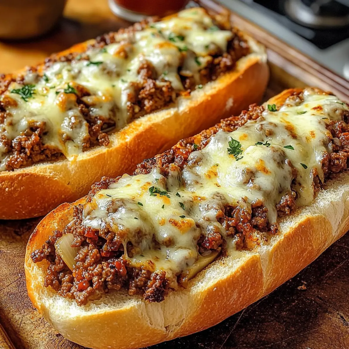 Überbackene Hackfleisch-Baguettes